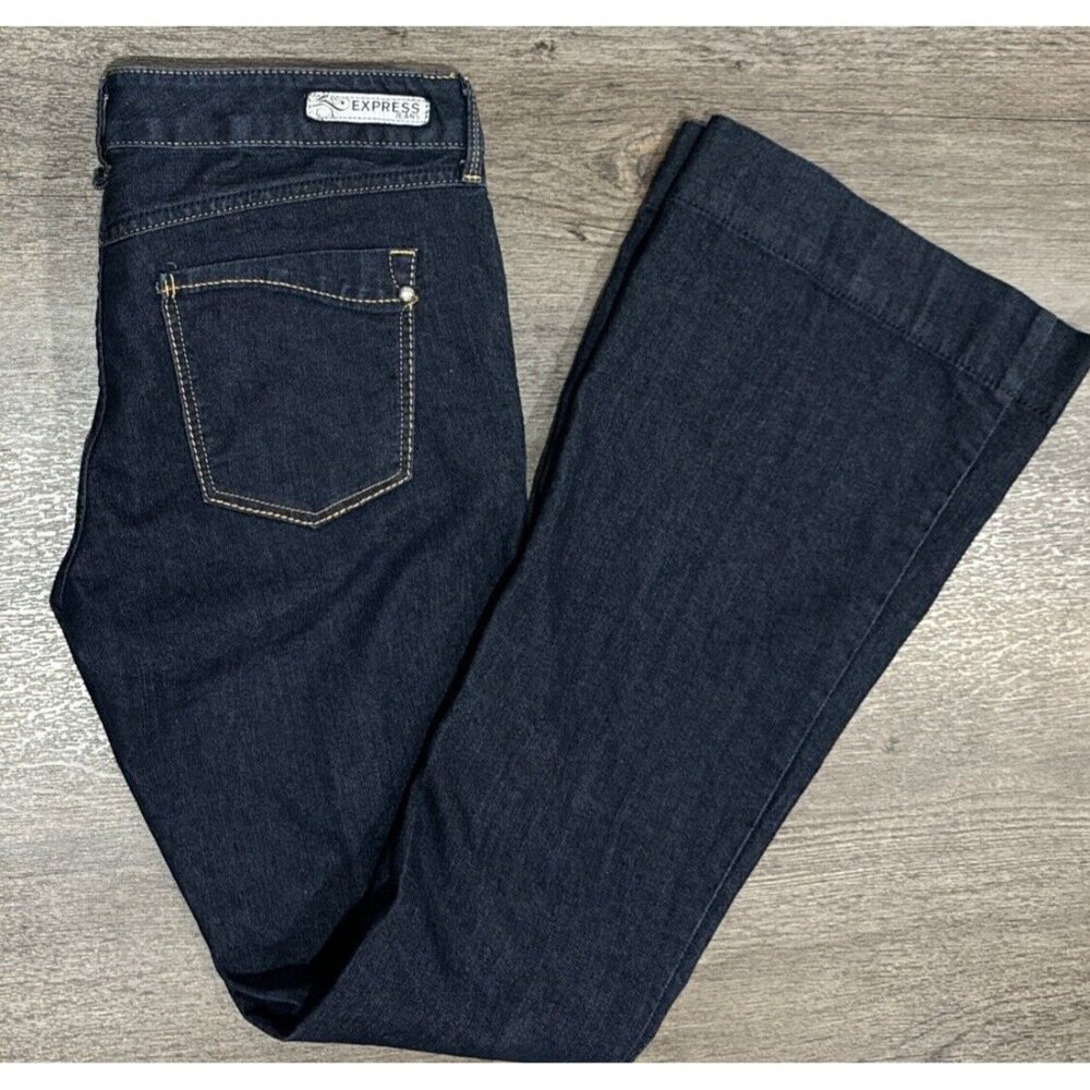 Express Dark Blue Flare & Wide Leg Jeans